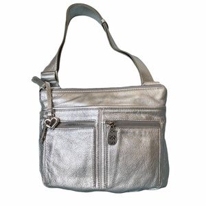 Brighton Zoe metallic silver crossbody  bag